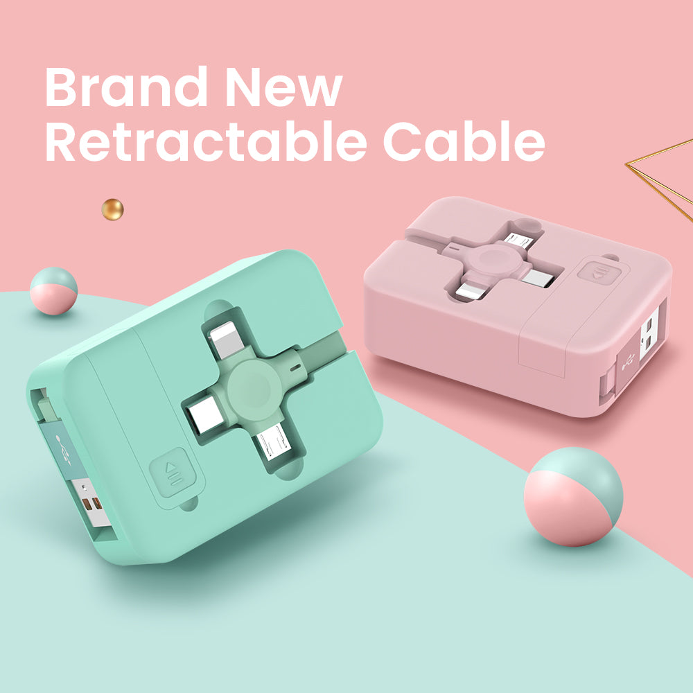 4 in 1 Retractable USB Cable Creative Macaron Type C Micro for I