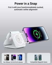 Magnetic Foldable 3-in-1 Wireless Charging Station for iPhone, Apple Watch & AirPods