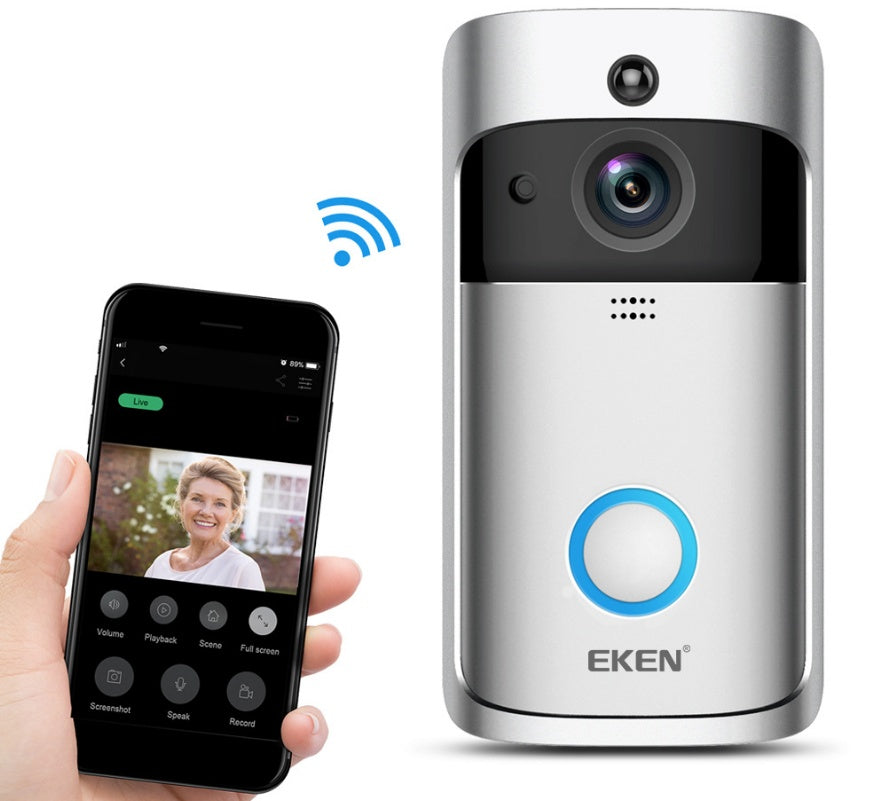 Battery Video Doorbell, 166° Wide-Angle with PIR Motion Alerts
