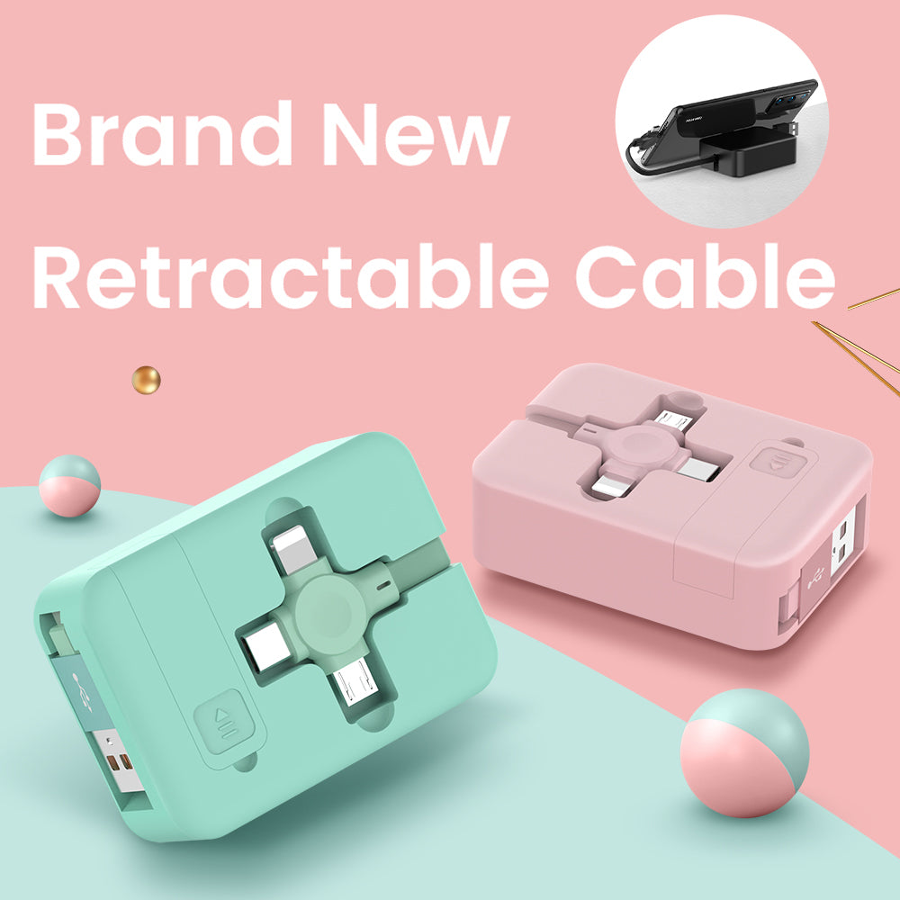 4 in 1 Retractable USB Cable Creative Macaron Type C Micro for I