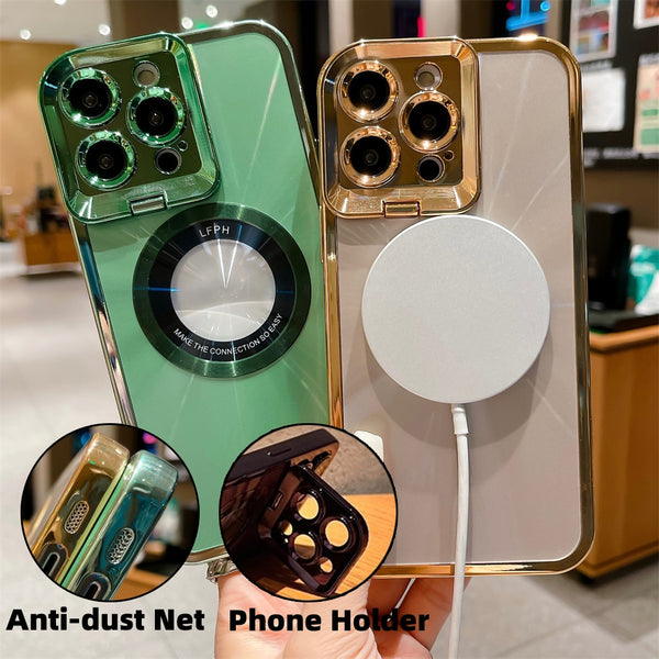 Electroplated Phone Case Luxury Plating CD Pattern Magsafe Bracket