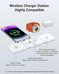 Magnetic Foldable 3-in-1 Wireless Charging Station for iPhone, Apple Watch & AirPods