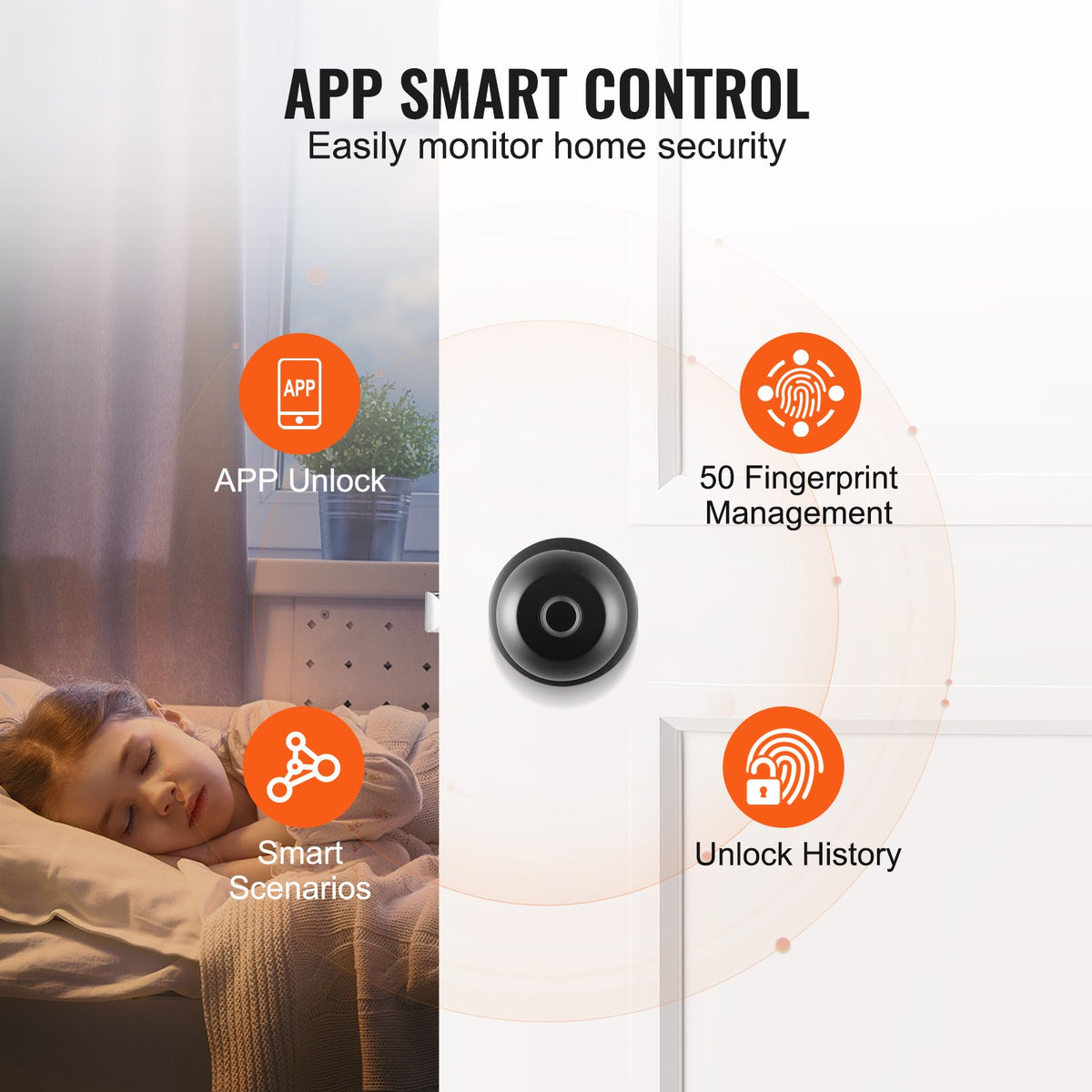 Bluetooth Fingerprint Smart Door Knob Lock with App Control