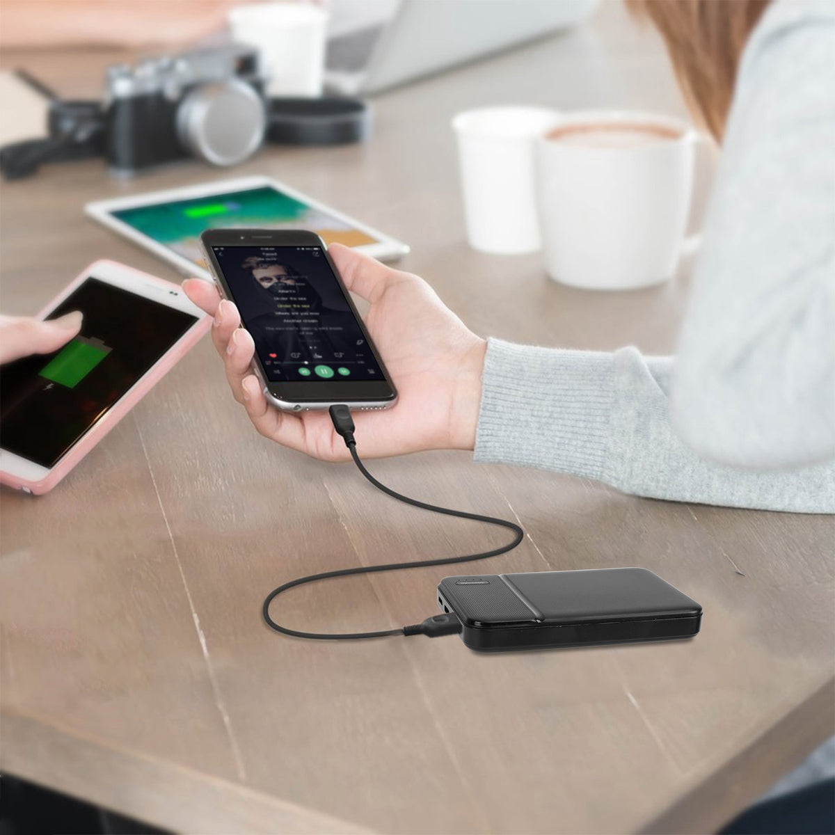 Power bank with USB-C and dual USB outputs