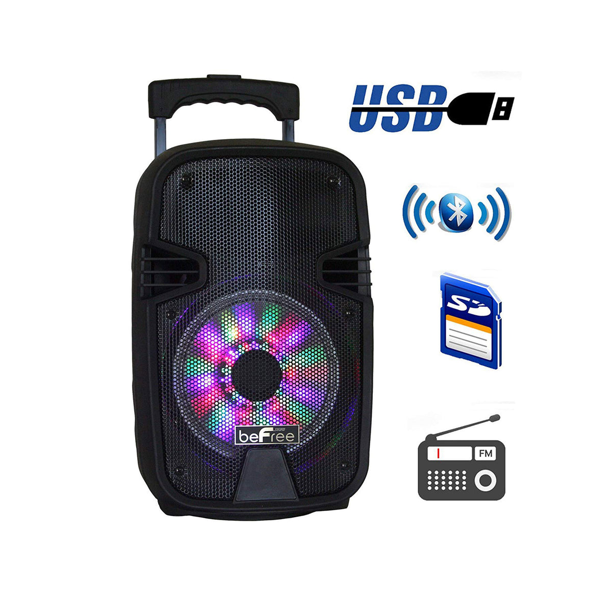 BeFree Sound 8 Inch Bluetooth Portable Party Speaker with USB