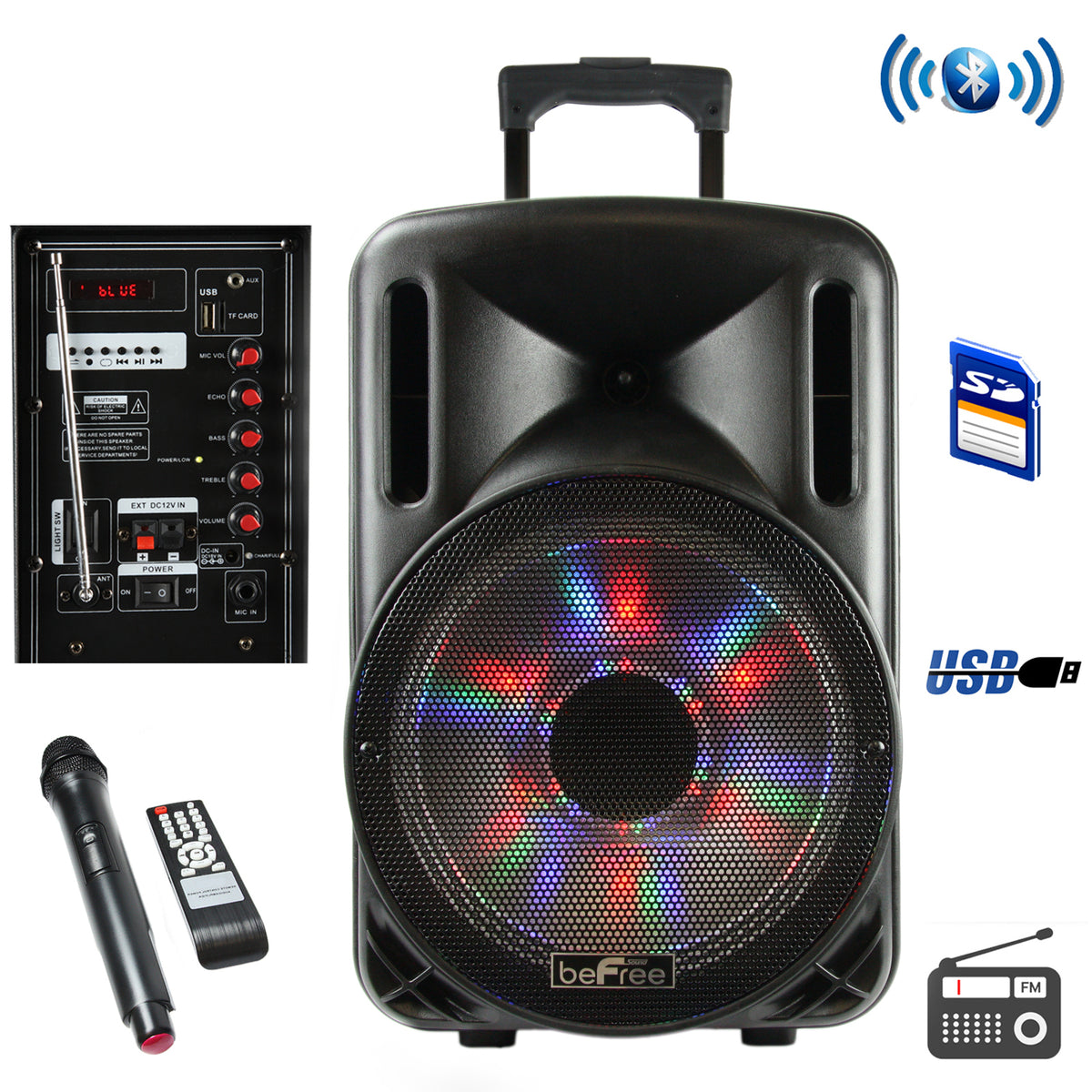 BeFree Sound 12 Inch Bluetooth Rechargeable Party Speaker