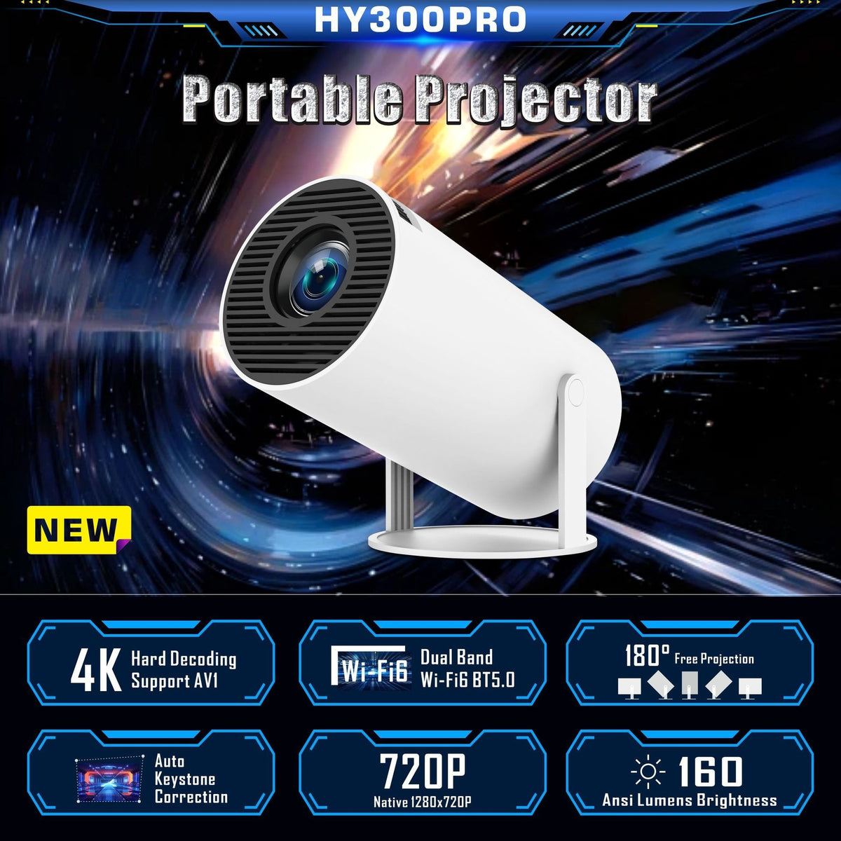 HY300 Pro Projector Home Theater Entertainment Portable Small