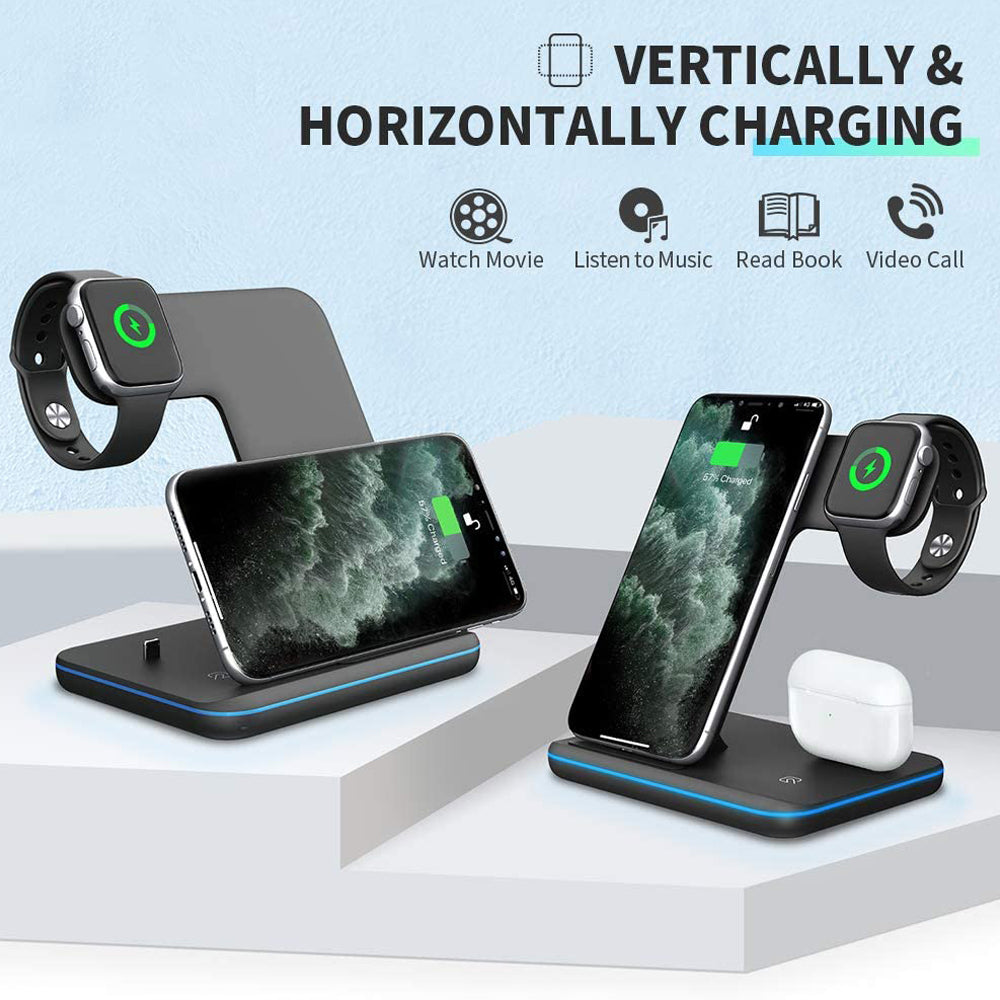 3-in-1 Wireless Charging Pad for Phone, Watch and Earbuds